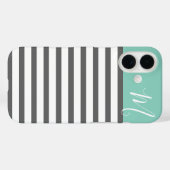 アクアと木炭の名門私立校風のストライプモノグカスタムラム Case-Mate iPhoneケース (裏面 (横))