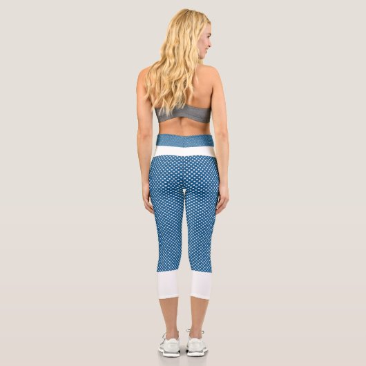 アクアと白の点の高いウェイストキャプリスをポケ カプリレギンス (裏面)