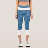 アクアと白の点の高いウェイストキャプリスをポケ カプリレギンス (正面)