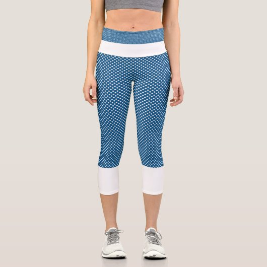 アクアと白の点の高いウェイストキャプリスをポケ カプリレギンス (正面)