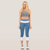 アクアと白の点の高いウェイストキャプリスをポケ カプリレギンス (正面)