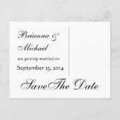 アクアと紫色の花の花びら保存日付V2 案内ポストカード (裏面)