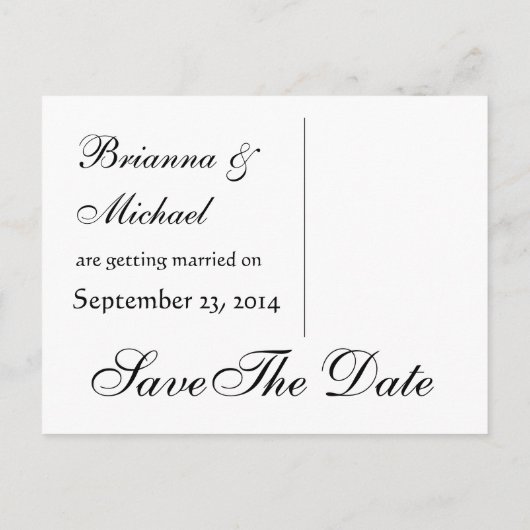 アクアと紫色の花の花びら保存日付V2 案内ポストカード (裏面)