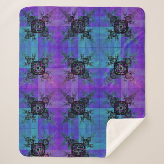 アクアと薄紫フラクタルジョイシェルパブランケット シェルパブランケット (正面)