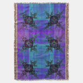 アクアと薄紫フラクタルジョイブランケット スローブランケット (正面縦)