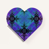 アクアと薄紫フラクタル喜びハートスパイラルノートブック ノートブック (正面)