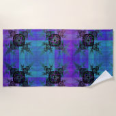 アクアと薄紫フラクタル喜びビーチタオル ビーチタオル (正面)