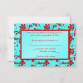 アクアと赤のフローラ返信カード 招待状 (裏面)