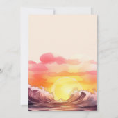 アクアと金ゴールドの水彩画のビーチ結婚式 招待状 (裏面)