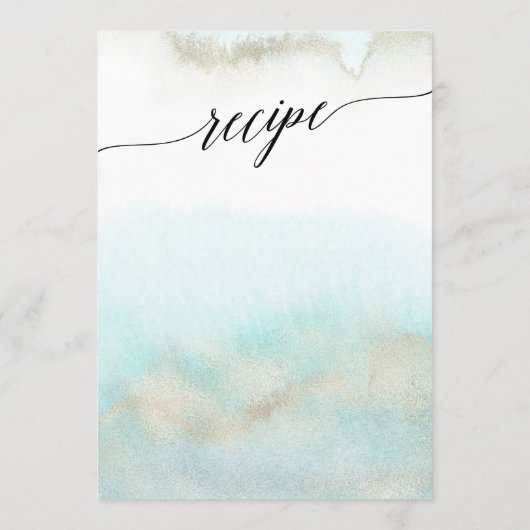 アクアと金ゴールドの水色のレシピとウェルウィッシュ アドバイスカード (裏面)
