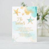 アクアと金ゴールドの水色の海老の結婚魚 エンクロージャーカード (スタンド正面)