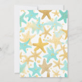 アクアと金ゴールドの水色の海老の結婚魚 招待状 (裏面)
