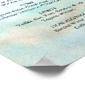 アクアと金ゴールドの水色ビーチドリンクのメニューサイン ポスター (角)