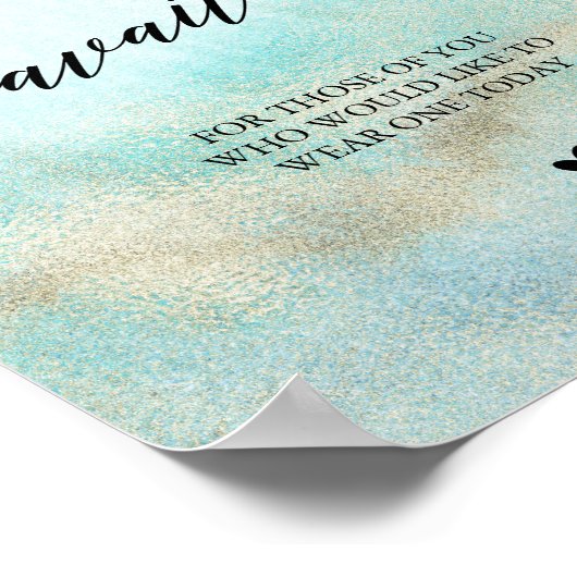 アクアと金ゴールドの水色マスク利用可能な標識 ポスター (角)