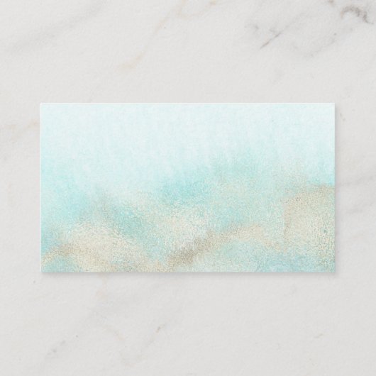 アクアと金ゴールドウォーターカラーフラット結婚ズ座席表 プレイスカード (裏面)