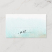 アクアと金ゴールドウォーターカラーフラット結婚ズ座席表 プレイスカード (正面)