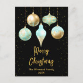アクアと金ゴールドオーナメントメリークリスマス シーズンポストカード (正面)