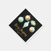 アクアと金ゴールドオーナメントメリークリスマス スタンダードカクテルナプキン (角)