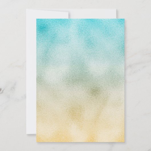 アクアと金ゴールドグラデーションフォイルのリハーサル 招待状 (裏面)