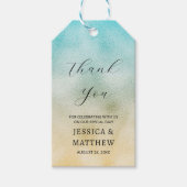 アクアと金ゴールドグラデーション箔 ギフトタグ (正面)