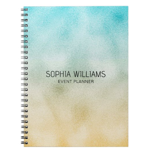 アクアと金ゴールドグラデーション箔 ノートブック (正面)