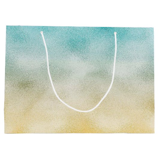 アクアと金ゴールドグラデーション箔 ラージペーパーバッグ (裏面)