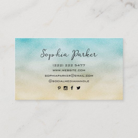 アクアと金ゴールドグラデーション箔 名刺