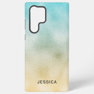 アクアと金ゴールドグラデーション箔 SAMSUNG GALAXY S22 ULTRAケース