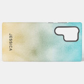 アクアと金ゴールドグラデーション箔 SAMSUNG GALAXYケース (裏面横)