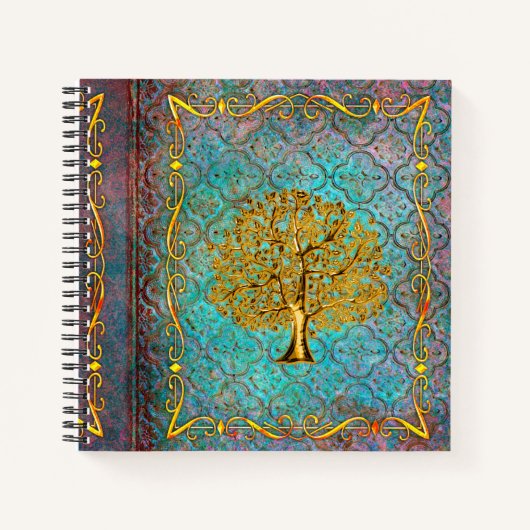 アクアと金ゴールドツリーオブライフ古代トーム ノートブック (正面)