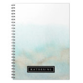 アクアと金ゴールドビーチパーソナライズされたスパイラルノートブック ノートブック (正面)