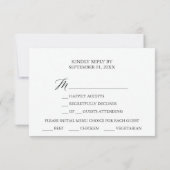 アクアと金ゴールドビーチメニュー選択RSVPカード 出欠カード (裏面)