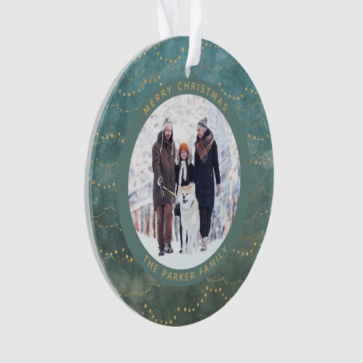 アクアと金ゴールドフェアリーライト |家族で撮影した2枚 オーナメント (正面)