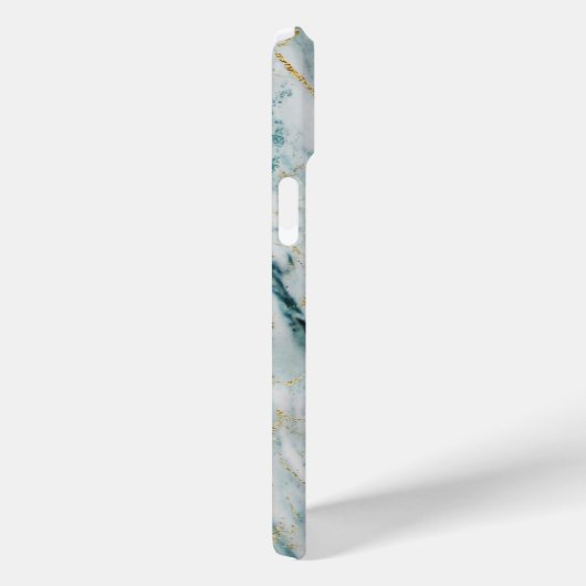 アクアと金ゴールドプリント大理石のテクスチモノグラムのャ Case-Mate iPhoneケース (裏面 / 右)