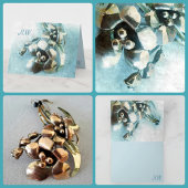 アクアと金ゴールドヴィンテージリリーブック カード