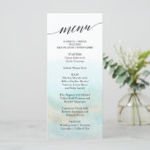 アクアと金ゴールド水彩ビーチディナーメニューカード メニュー (スタンド正面)