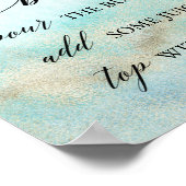 アクアと金ゴールド水彩ビーチミモサバー標識 ポスター (角)