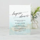 アクアと金ゴールド水彩ビーチランジェリーシャワー 招待状 (スタンド正面)