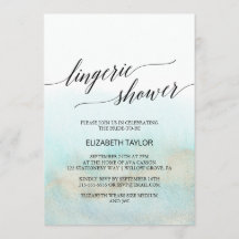 アクアと金ゴールド水彩ビーチランジェリーシャワー