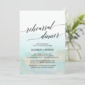 アクアと金ゴールド水彩ビーチリハーサルディナー 招待状 (スタンド正面)