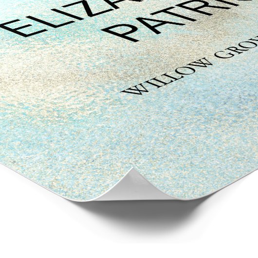 アクアと金ゴールド水彩ビーチ結婚式へようこそ ポスター (角)