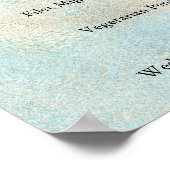 アクアと金ゴールド水彩ビーチ結婚式メニューサイン ポスター (角)