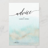 アクアと金ゴールド水彩ビーチ結婚式 アドバイスカード (正面)