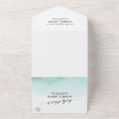 アクアと金ゴールド水彩ビーチ結婚式 オールインワン招待状 (外側)