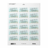 アクアと金ゴールド水彩ビーチ結婚式 ラベル (フルシート)