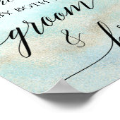 アクアと金ゴールド水色ビーチシート記号を選択 ポスター (角)