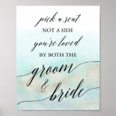 アクアと金ゴールド水色ビーチシート記号を選択 ポスター (正面)