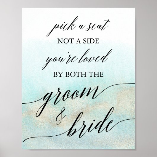 アクアと金ゴールド水色ビーチシート記号を選択 ポスター (正面)