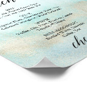 アクアと金ゴールド水色ビーチバーメニューサイン ポスター (角)