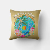 アクアと金ゴールド海パームツリーサマーランドスケープ クッション (裏面)